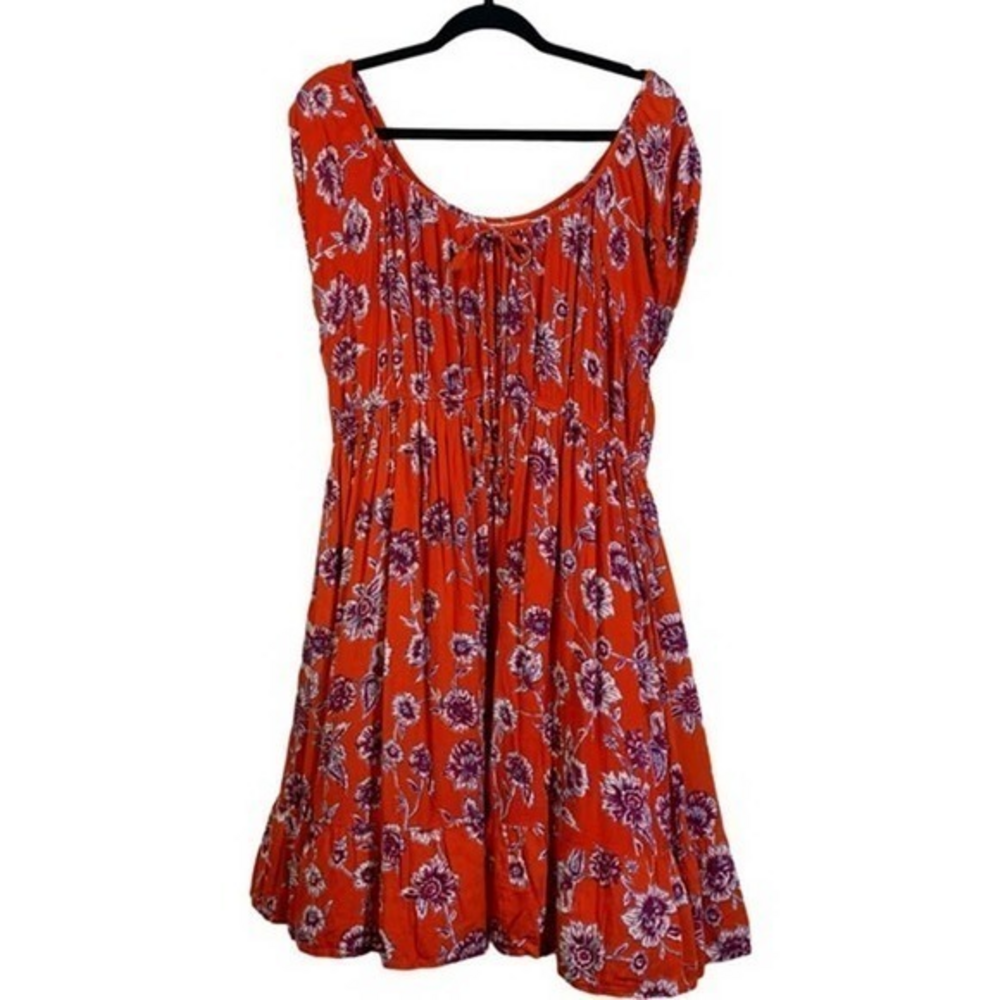 K. JORDAN Red Floral Ruffle‎ Mini Dress